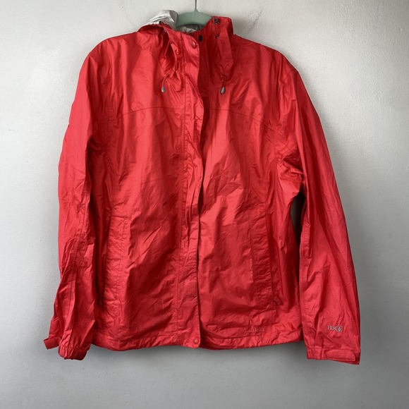 LL Bean Jacket Womens XL Red TEK Shell Hooded Waterproof Lightweight Outdoors - Picture 1 of 13